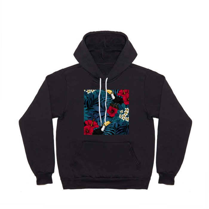Toucans and tropical flora, green and red Hoody