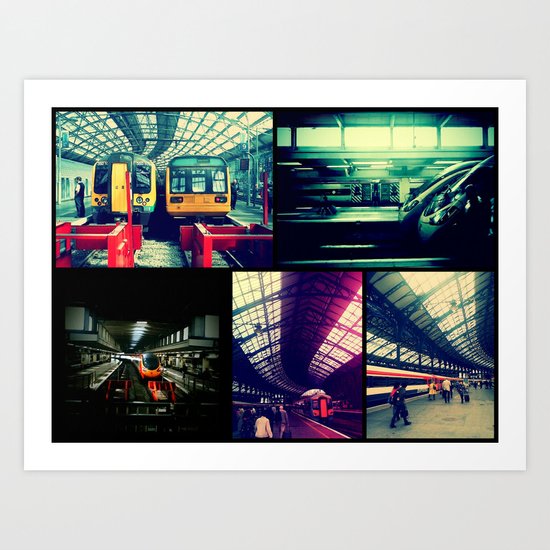 Trains Collage Art Print