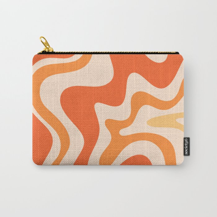 Tangerine Liquid Swirl Retro Abstract Pattern Carry-All Pouch