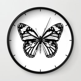 Monarch Butterfly | Vintage Butterfly | Black and White | Wall Clock