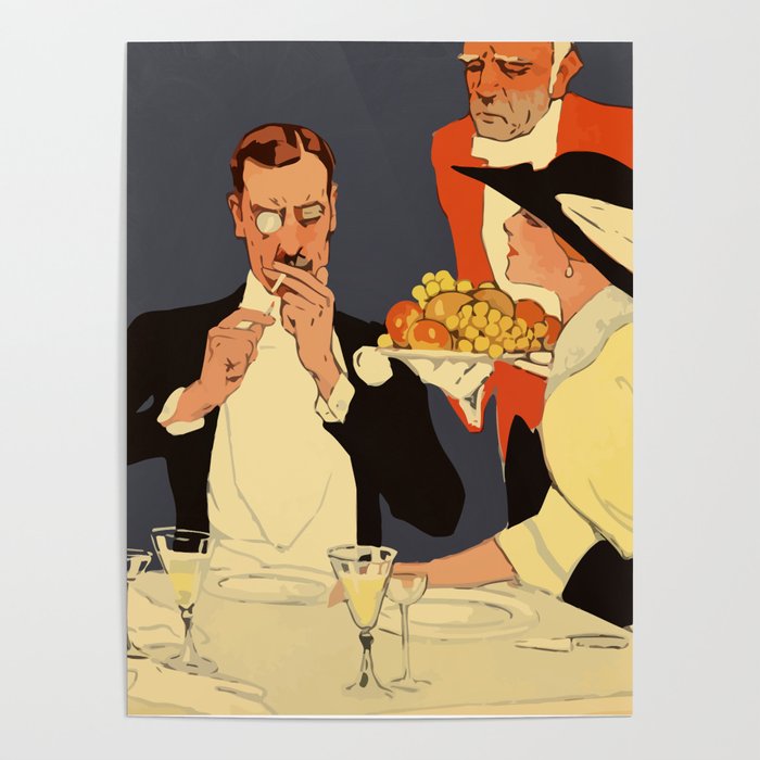 Berlin retro 1920 Plakatstil Fledermaus wine restaurant advertisement Poster