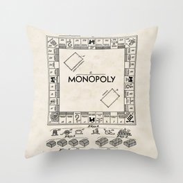 Board Game Vintage Patent Hand Drawing Throw Pillow