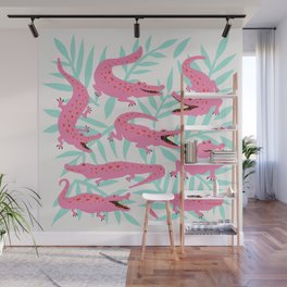Alligator Collection – Pink & Turquoise Palette Wall Mural