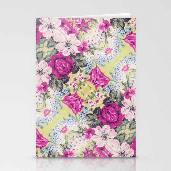 Trendy Vintage Purple Teal Floral Fashion Pattern Stationery Cards