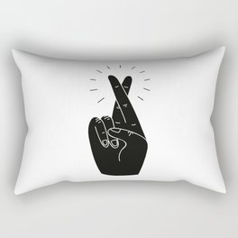 Fingers Crossed - White and Black Rectangular Pillow