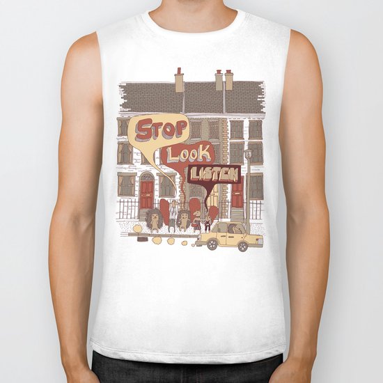 Stop, Look, Listen Biker Tank