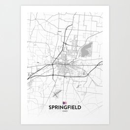 Springfield, Ohio, United States - Light City Map Art Print