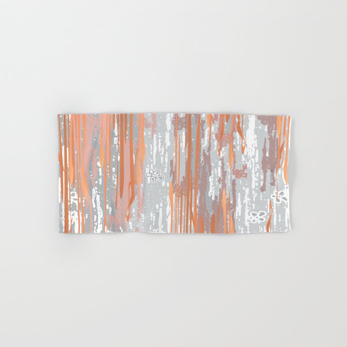 Abstract ink. Gray. metallic. orange. abstract. .minimalist. line. minimalism. lines. Hand & Bath Towel