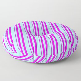 [ Thumbnail: Fuchsia & Turquoise Colored Striped/Lined Pattern Floor Pillow ]