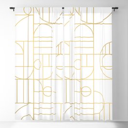 Minimalist Mid Century Modern Gold Pattern Blackout Curtain