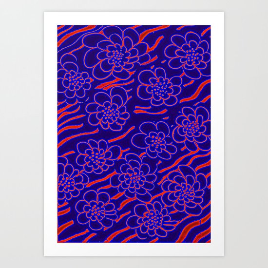 Flowers in blue Art Print