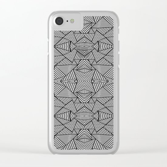 Abstract Mirror Black on White Clear iPhone Case