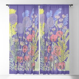 Spring Meadow-Royal blue Sheer Curtain