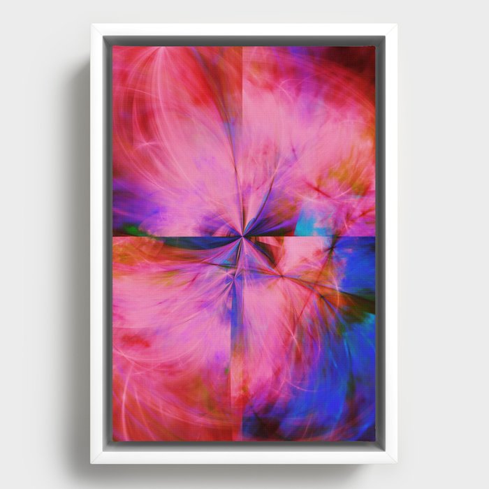 Pink and Blue Abstract Cross Splash Artwork Framed Canvas