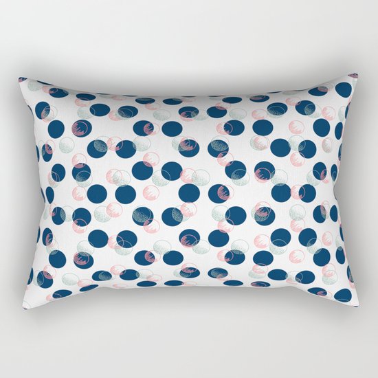 Blue Polka Dots And Scribbles Rectangular Pillow