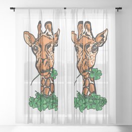 St. Patricks Day Giraffe Sheer Curtain