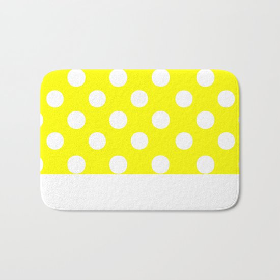 Polka Dots (White/Yellow) Bath Mat
