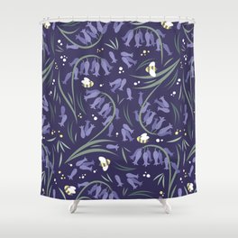 Bluebells and bumblebees - Violet Shower Curtain