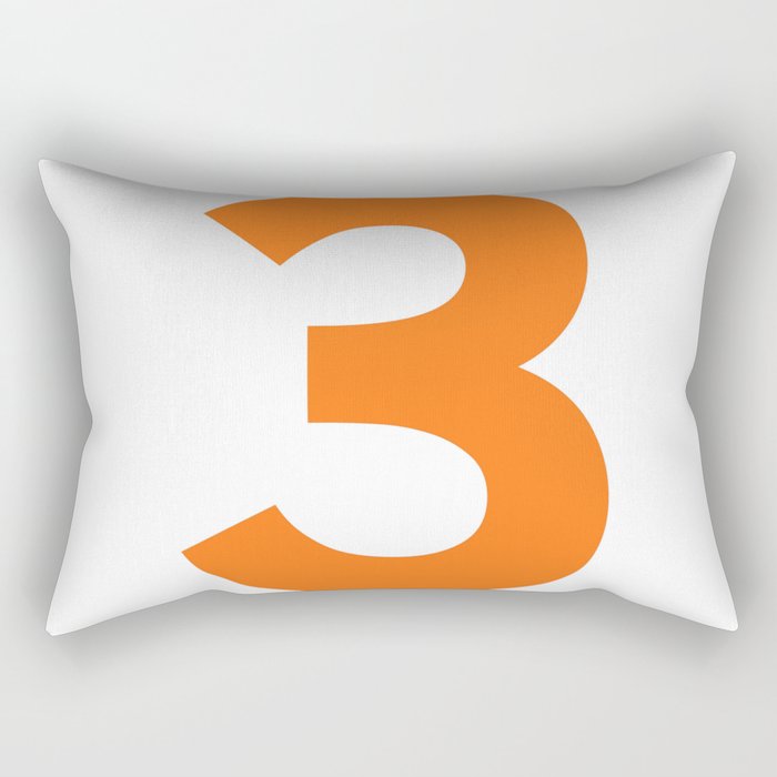 Number 3 (Orange & White) Rectangular Pillow
