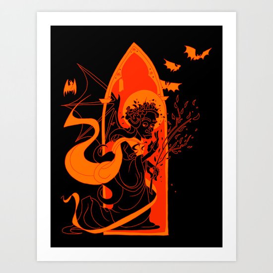 Beati Vespertilionem: Orange Art Print