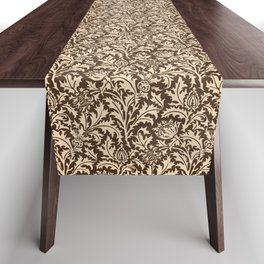 William Morris Thistle Damask, Taupe Tan and Beige Table Runner