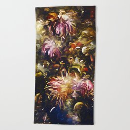 Anemone Flower Bouquet baroque oil painting Beach Towel