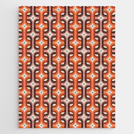 Mid century squares pattern brown and blush  Jigsaw Puzzle