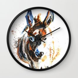 Jenny Wall Clock | Equine, Cute, Animal, Watercolor, Burro, Jenny, Pet, Donkey, Western, Farm 
