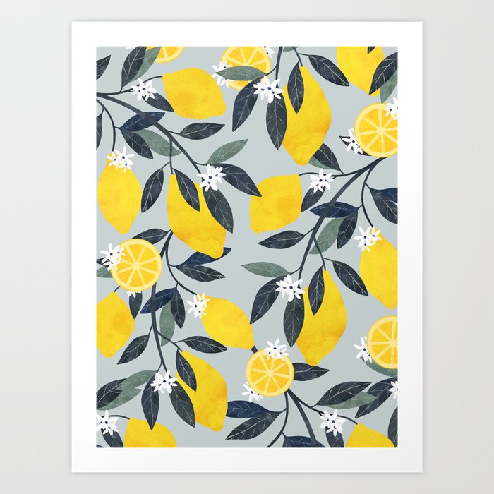 Lemons pattern Art Print