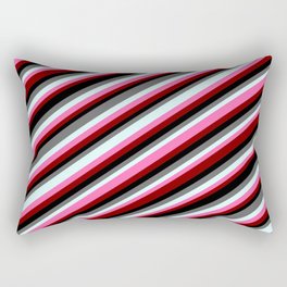 [ Thumbnail: Colorful Dim Gray, Light Cyan, Hot Pink, Maroon & Black Colored Striped/Lined Pattern Rectangular Pillow ]