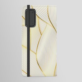 Elegant Modern Floral Golden White Line Collection Android Wallet Case