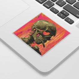vincents skull with sunset Sticker