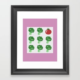 Eight broccoli one tomato 6 Framed Art Print