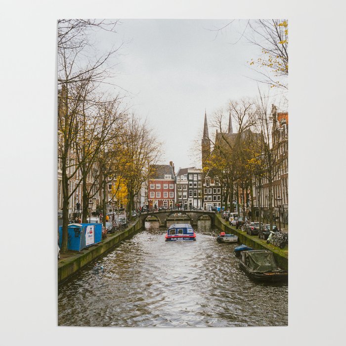 Colorful Amsterdam Townhouses and Canal  Poster