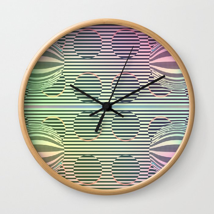 Deformed dots rainbow pattern Wall Clock
