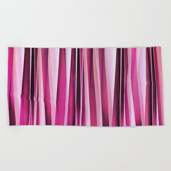 Rose Wine and Burgundy Stripy Lines Pattern Beach Towel