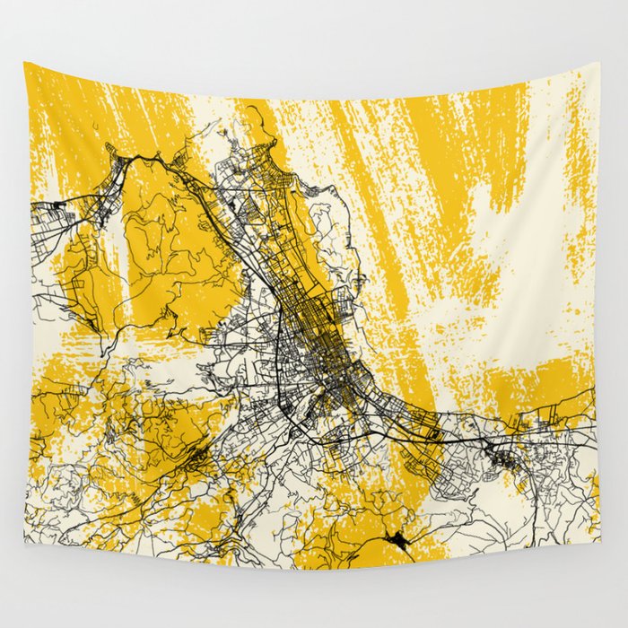 Italy - Palermo City Map Wall Tapestry