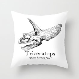Triceratops "Three horned face" Throw Pillow
