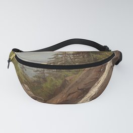 Birch Mountains and Valley Waterfall landscape apinting by Alfred Thompson Bricher Fanny Pack
