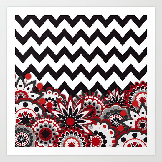 Floral Chevron. Art Print