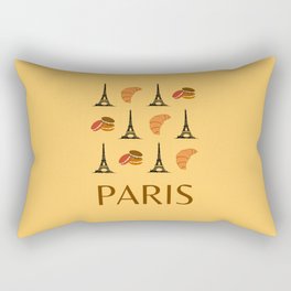 Paris Eiffel Tower Retro Modern Boho Art Decor Yellow Mustard Illustration  Rectangular Pillow