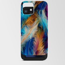 colorful Beautiful Feathers Polishing iPhone Card Case