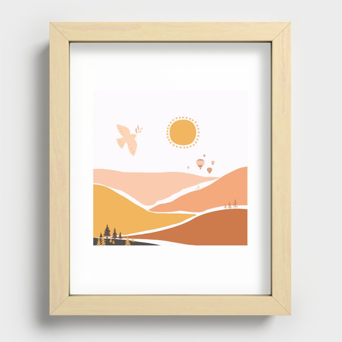 Mountains sunset Recessed Framed Print