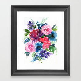 peony bouquet in cold colors Framed Art Print