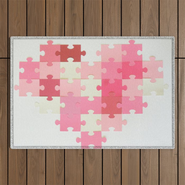 Puzzled Heart Outdoor Rug