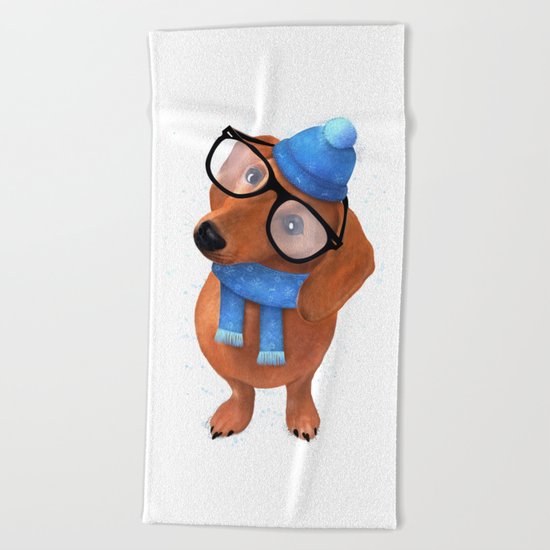 Smart Dachshund Beach Towel