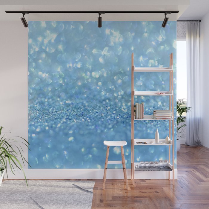 Sparkling Baby Sky Blue Glitter Effect Wall Mural