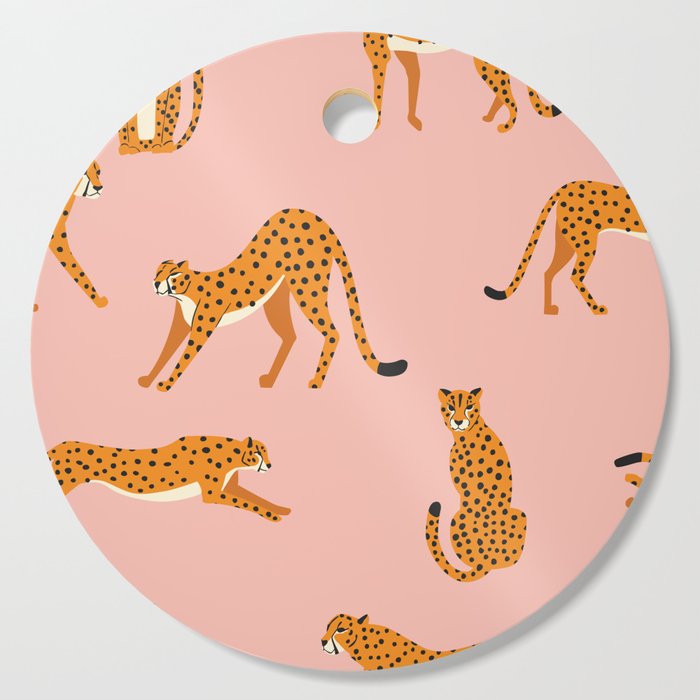 Cheetahs pattern on pink Cutting Board