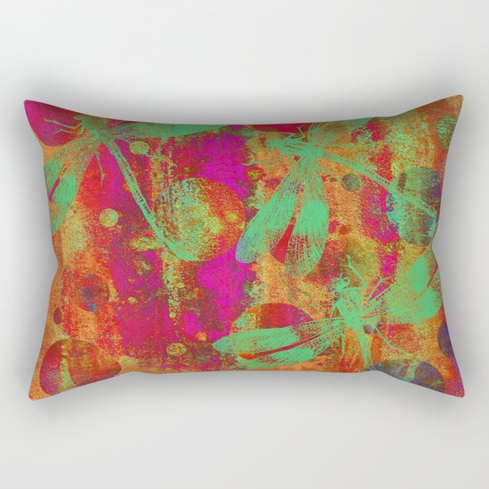 A Dragonflies and Dots W Rectangular Pillow