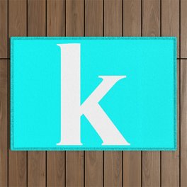 k (WHITE & CYAN LETTERS) Outdoor Rug